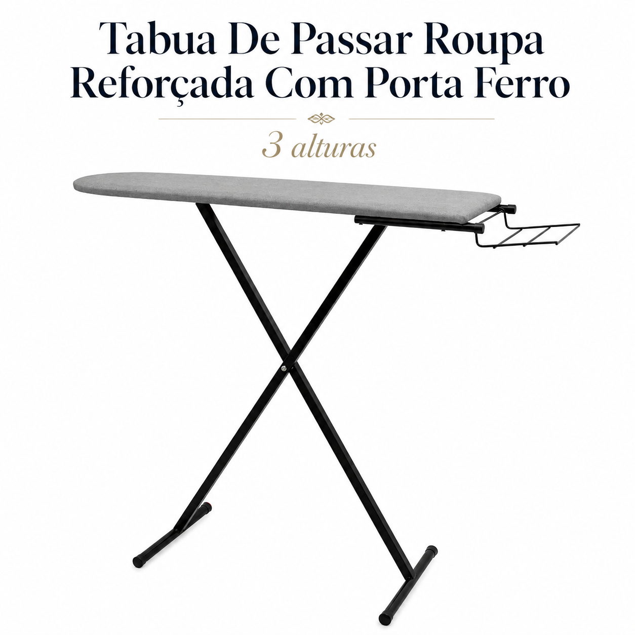 Tabua De Passar Roupa Reforçada Com Porta-Ferro