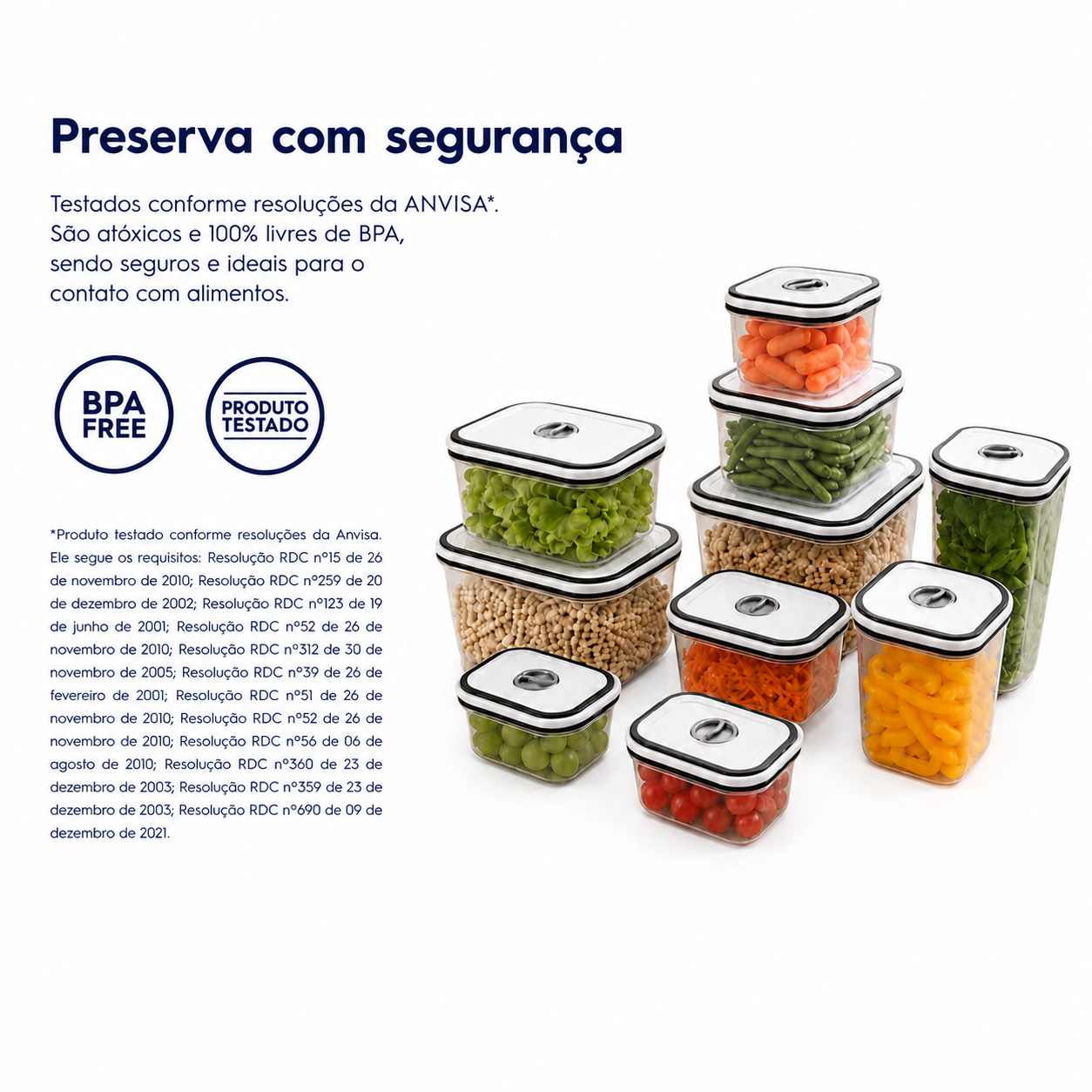 Kit 12 Potes Herméticos de Plástico Retangulares