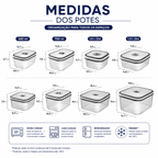 Kit 12 Potes Herméticos de Plástico Retangulares