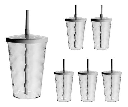 Kit 6 Copos Acrílicos com Canudo 700ml