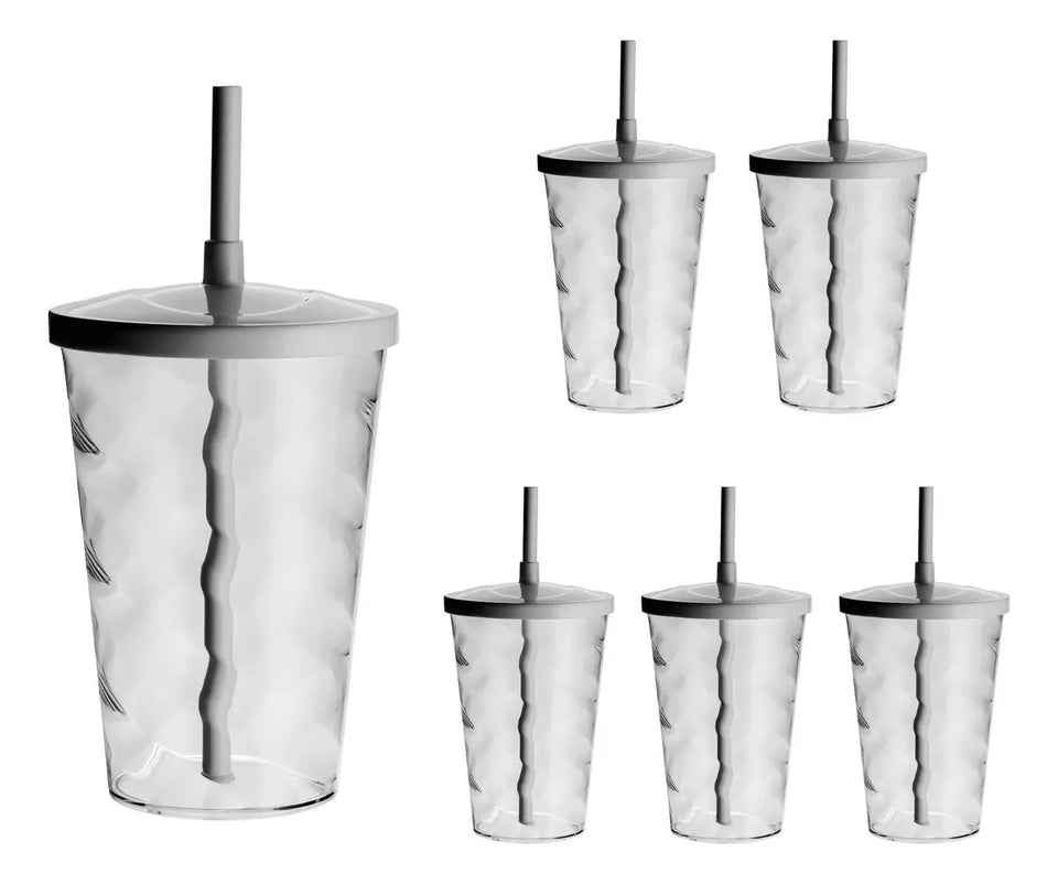 Kit 6 Copos Acrílicos com Canudo 700ml
