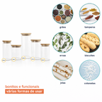 Kit Completo 20 Potes Herméticos com Tampa de Bambu
